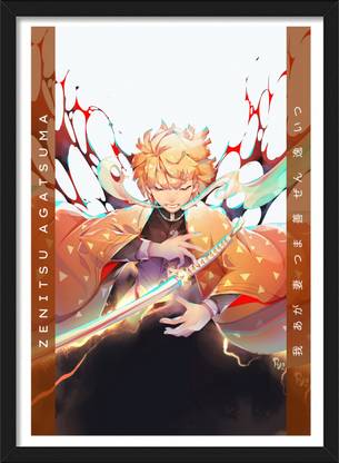 Zenitsu Thunder Breathing | Demon Slayer Framed Poster | Anime Framed Posters Paper Print