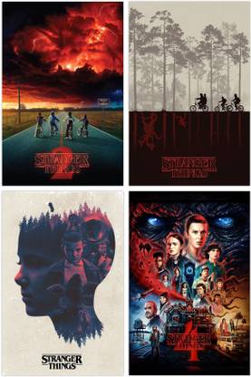 Pack of 4 Stranger Things Netflix TV Series Posters | High Definition Resolutions Large Size Wall Poster for Room decor Paper Print