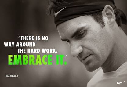 Poster Roger Federer'S Motivational Quotes sl-10045 (Large Poster, 36x24 Inch, Banner Media Print, Multicolor) Fine Art Print