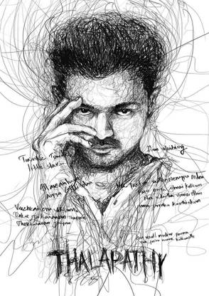 Kaththi Scribble Thalapathy Poster Photographic Paper