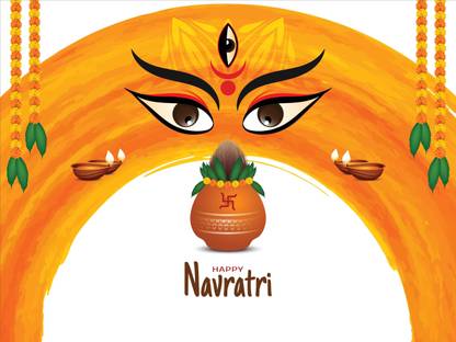 Navratri Festival Poster| Navratri Poster| self adhesive vinyl Size -24InchX 18Inch | Single Photo Print (Rolled with Safety Tube). Paper Print Fine Art Print