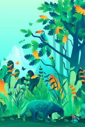 Jungle Theme Poster | Jungle Posters for Room | Unframed | With Self Adhesive Tape Paper Print