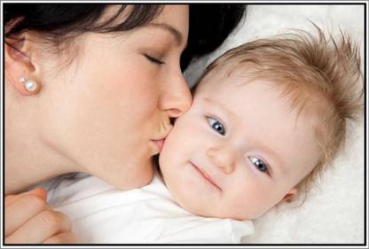 Mother Kissing New Born Baby poster Print Poster on 13x19 Inches Fine Art Print
