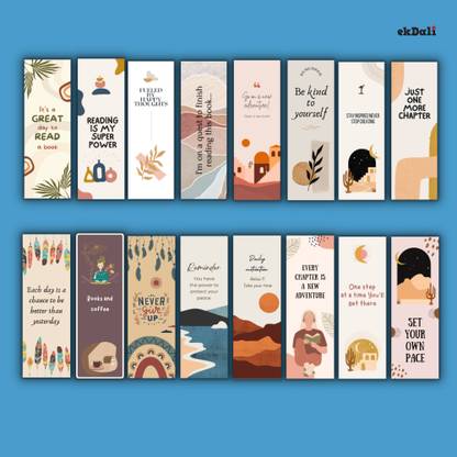 16-Piece Boho Bookmark Set – 2x6 Inches – Sturdy 350 GSM Paper – Cute & Minimalist Bookmarks for All Ages Paper Print