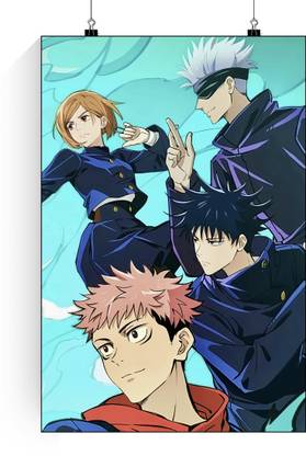 Jujutsu Kaisen Four Members In One Poster | Gojo,Magumi,Nobara and Uji in One Poster | Jjk Group Poster Paper Print