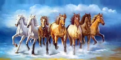 lucky seven horses running at sunrise ll 7 horse vastu poster in canvas print poster Fine Art Print