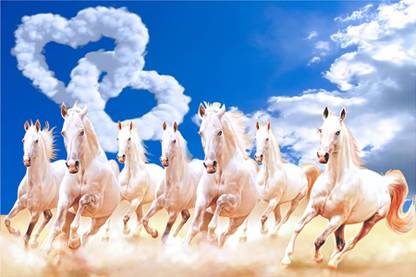 Seven Horses Poster Big size Sparkle Coated Self Adhesive Fine Art Print