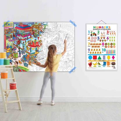 Numbers, Shapes & Colours Chart and GIANT AT THE MALL COLOURING POSTER ...