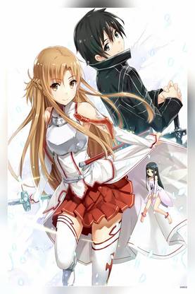 Sword Art Online Kirigaya Kazuto Yuuki Asuna Anime Cole Matte Finish Poster Paper Print
