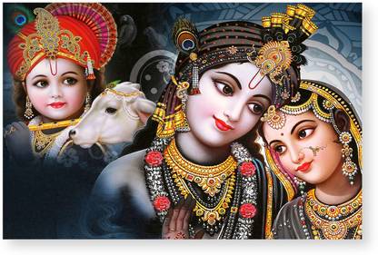 Hindu Goddess Radha Rani And Lord Krishna Photo Poster With Uv Textured 121 Fine Art Print