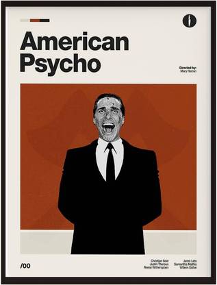 AMERICAN PSYCHO Retro Movie Print Personalized Gifts for Him Her Framed Wall-Art| Home Décor Hip hop Wall Poster - Paintings With Frame For Home Living Room Bedroom Décor| Framed Wall Art| Home Décor| Office Décor| Studio Décor| Wall Decoration| Abstract Art Posters Paper Print Photographic Paper