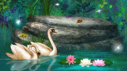 Poster Mural Swan Photo sl-9965 (Large Poster, 36x24 Inch, Banner Media Print, Multicolor) Fine Art Print