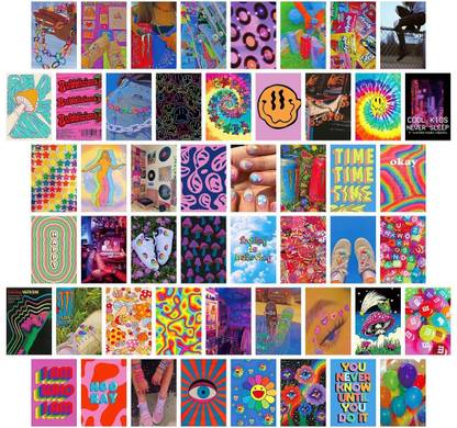 HASTHIP 15.5 cm 50 Sheet Wall Post Card Photo Room Decoration Double Print Aesthetic Self Adhesive Sticker