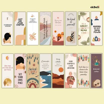 Boho Bookmarks for Bookworms – Set of 16 – Premium 350 GSM Thick Paper – 2x6" Durable & Modern Bookmarks for Reading Fans Paper Print
