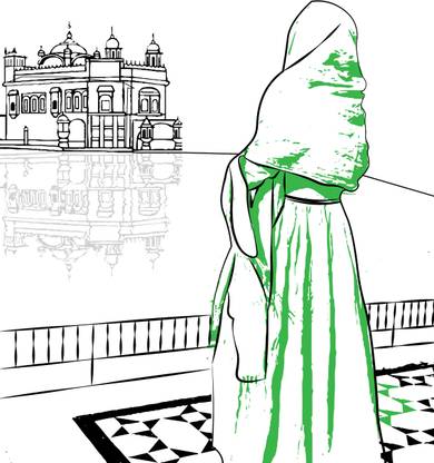 Divine Reflection - Serene Journey to the Gurudwara Fine Art Print
