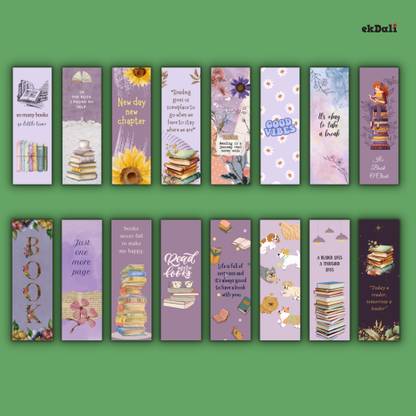 Set of 16 Minimalist Purple Bookmarks – 2x6 Inches – Thick 350 GSM Paper – Perfect for Bookworms & Gift for Readers Paper Print