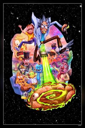 Rick And Morty Awesome C Cartoon Galaxy Rick And Morty Trippy Matte Finish Poster Paper Print