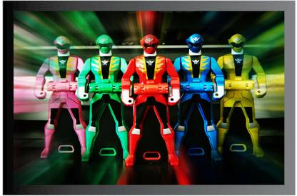 Power Rangers Frame Poster For Room Synthetic Wood Gloss Lamination F25 Paper Print