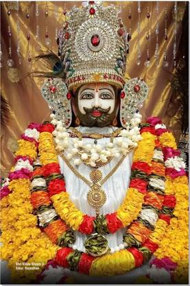 Khatu Shyam Ji Wall Poster (12 x 18 inch), Khatu Shyam Ji Poster, Khatu Shyam Ji Photos, Religious Poster, Khatu Shyam Ji Poster, Khatu Shyam Ji Temple Wall Decor, Khatu Shyam Ji Photo, Hindu God Photos, Hindu God Temple Posters for room decoration, Paper Print