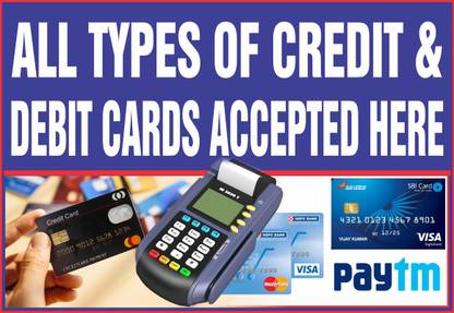 Poster All Types Of Credit & Debit Cards Accepted Here Sticker sl-9318 (Large Poster, 36x24 Inch, Banner Media Print, Multicolor) Fine Art Print