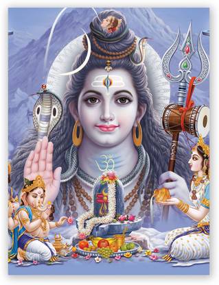Lord Shiva With Family Hindu God Digital Photo Poster With Uv Textured 0384 Fine Art Print