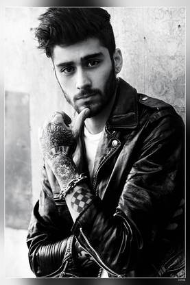 Singers Zayn Malik Black And White English Face Matte Finish Poster P-10748 Paper Print