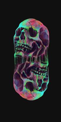 Skulls Hd Neon Skulls Animated Hd Matte Finish Poster Paper Print