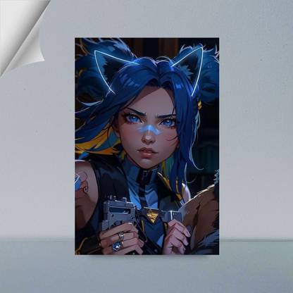 VIRGIN ART | CUTE NEON AN VALORANT AGENT | DUELIST | VALORANT | GAME | 300 GSM A4 FRAMED POSTER FOR WALL Photographic Paper