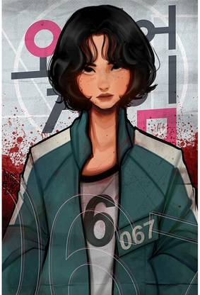 Squid Game Sae - Byeok painting wall poster REDCLOUD Paper Print