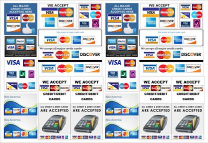 Poster All Credit Card Accepted Here Sticker Cut And Paste Anywhere sl-9316 (Large Poster, 36x24 Inch, Banner Media Print, Multicolor) Fine Art Print