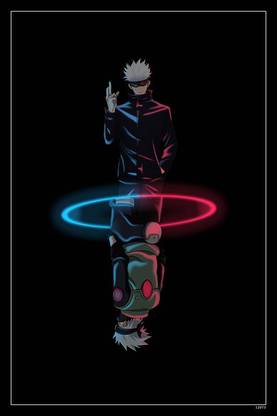 Gojo X Kakashi Neon Naruto Black Jjk Simple Anime Matte Finish Poster P-12073 Paper Print