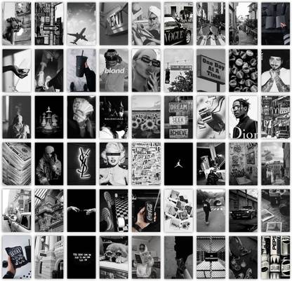 54PCS Black White Aesthetic Picture for Wall Collage, Chic Collage Print Kit, Dorm Photo Display, VSCO Posters for Bar Fine Art Print