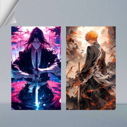 VIRGIN ARTS | CAPTAIN BYAKUYA KUCHIKI & ICHIGO KURASAKI | BLEACH | ANIME | 300 GSM A4 FRAMED POSTER FOR WALL Photographic Paper