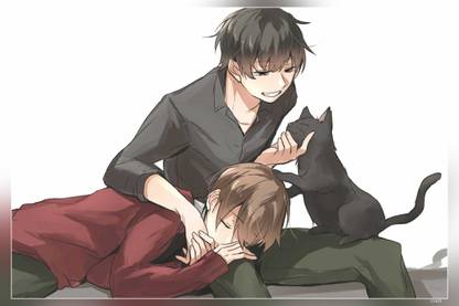 Yaoi Anime Anime Boys Cats Black Hair Matte Finish Poster Paper Print