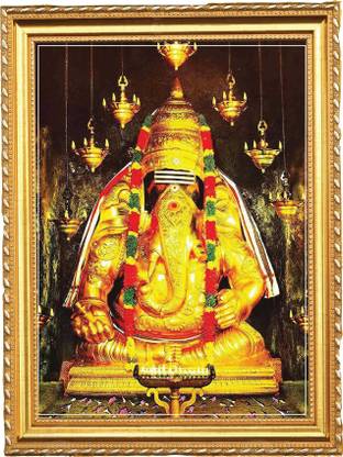 Pillaiyarpatti Karpaga Vinayagar I Vinayagar I Wall Frame Gold A4 Fine Art Print