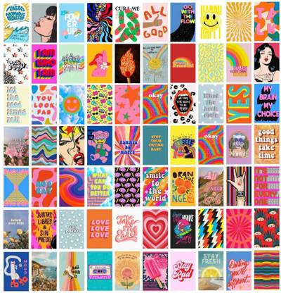 Elaaj indie Aesthetic Wall Collage Kit|SET OF 60 Size 4x6 inches Fine Art Print