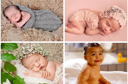 Baby 4 Poster Combo Pack| New born kid smiling baby HD wall Poster for wall decor|Poster for Pregnant Women|Cute baby Poster | Aesthetic Poster | Wall Decor (18X12 inch). 4 Baby Combo 941 Photographic Paper