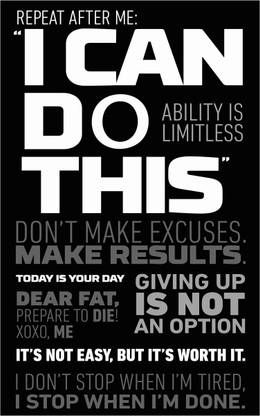GYM Motivational Wall Poster for Room and Gym 12X18 Inch Paper Print