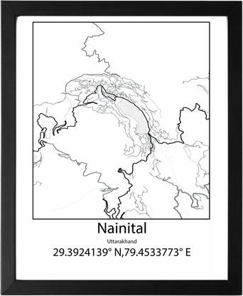 Nainital,Uttarakhand,India UNFRAMED Minimalist Map Line Art Print Poster Wall Office Home Hometown Housewarming Decor Enhanced Paper Poster Paper Print
