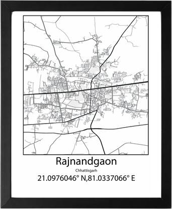Rajnandgaon,Chhattisgarh,India UNFRAMED Minimalist Map Line Art Print Poster Wall Office Home Hometown Housewarming Decor Enhanced Paper Poster Paper Print