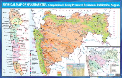 Physical Map Of Maharashtra Paper Print