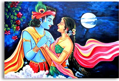 Radha Krishna Canvas Painting Design Poster God Photo Religious Poster For Pooja Room Office Decor Poster Fine Art Print