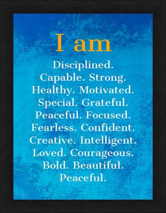 I am Disciplined , Strong Motivational Poster for Home and Office Wall Décor ( Black, 12x8 Inches, Framed) Paper Print