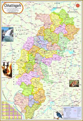 Chhattisgarh Map : Political Paper Print