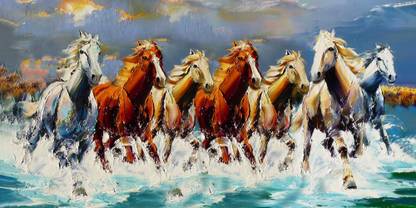 lucky seven horses running at sunrise ll 7 horse vastu poster in vinyl ...