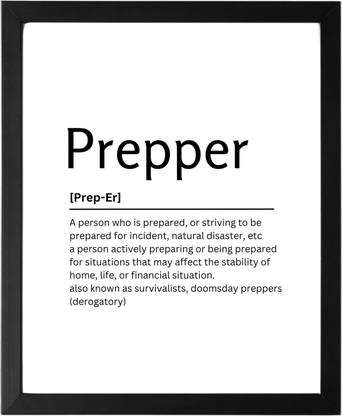 Prepper 9.5 X 11.5 UNFRAMED Dictionary Definition Art Print Poster Wall Office Home Decor Minimalist Funny Quote Meaning Enhanced Paper Poster Paper Print