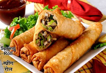 Poster Hotel Restaurant Sticker Spring Roll (Large Print, 36x24 Inches, Banner Media, Multicolor) Fine Art Print