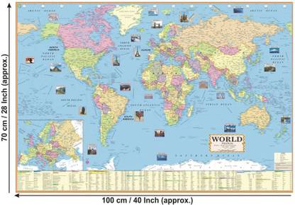 HINDI MAPS (Both Political & Physical) Maps Set Of 3 Map Size (40 inch * 28 inch) Paper Print Best Useful for UPSC, SSC, IES and other competitive Exams. Paper Print