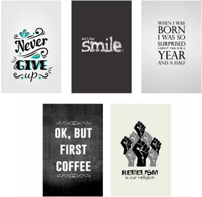 Funny / Inspirational / Motivational Posters. Pack of 5. Paper Poster Printed (12 inch X 18 inch each, Rolled) for Room & Office Paper Print