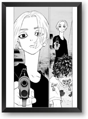 ANIME POSTER FRAME - TOKYO REVENGERS MANGA PANEL - Black Framed Wall Poster For Home And Office With Frame, (12.6*9.6) Photographic Paper